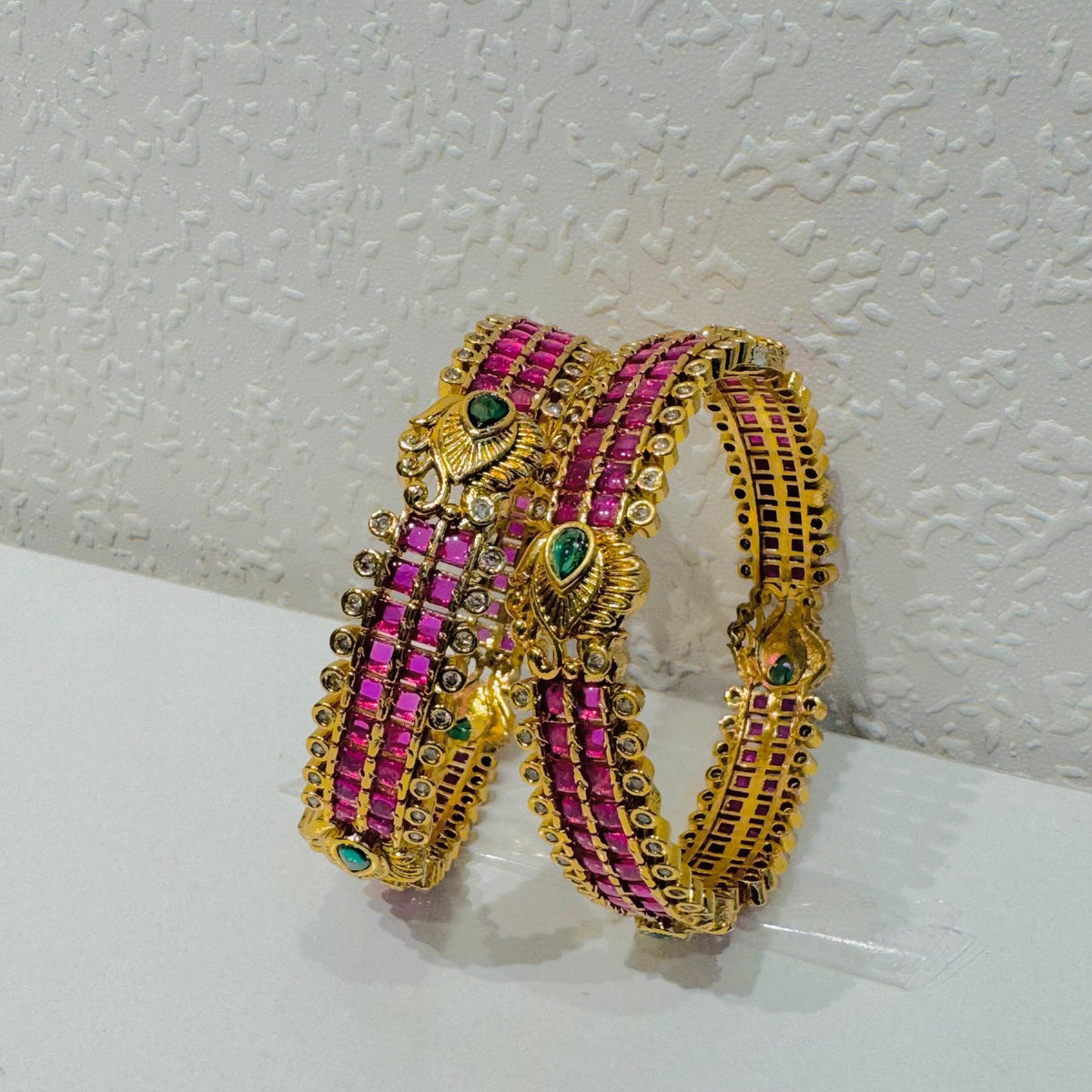 Peacock ruby golden bangles