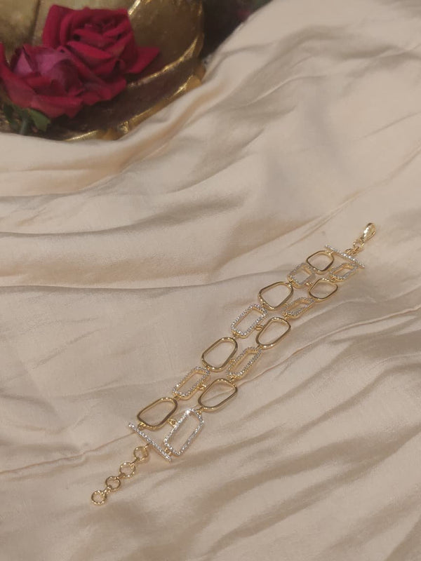 Sliver Golden Chain Link Design Bracelet
