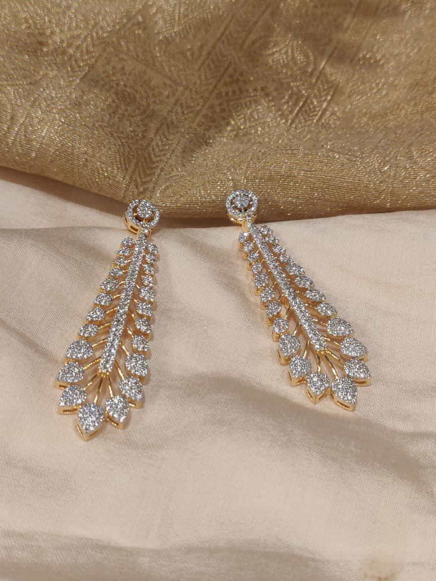 Dazzling American Diamond Feather Drop Earrings