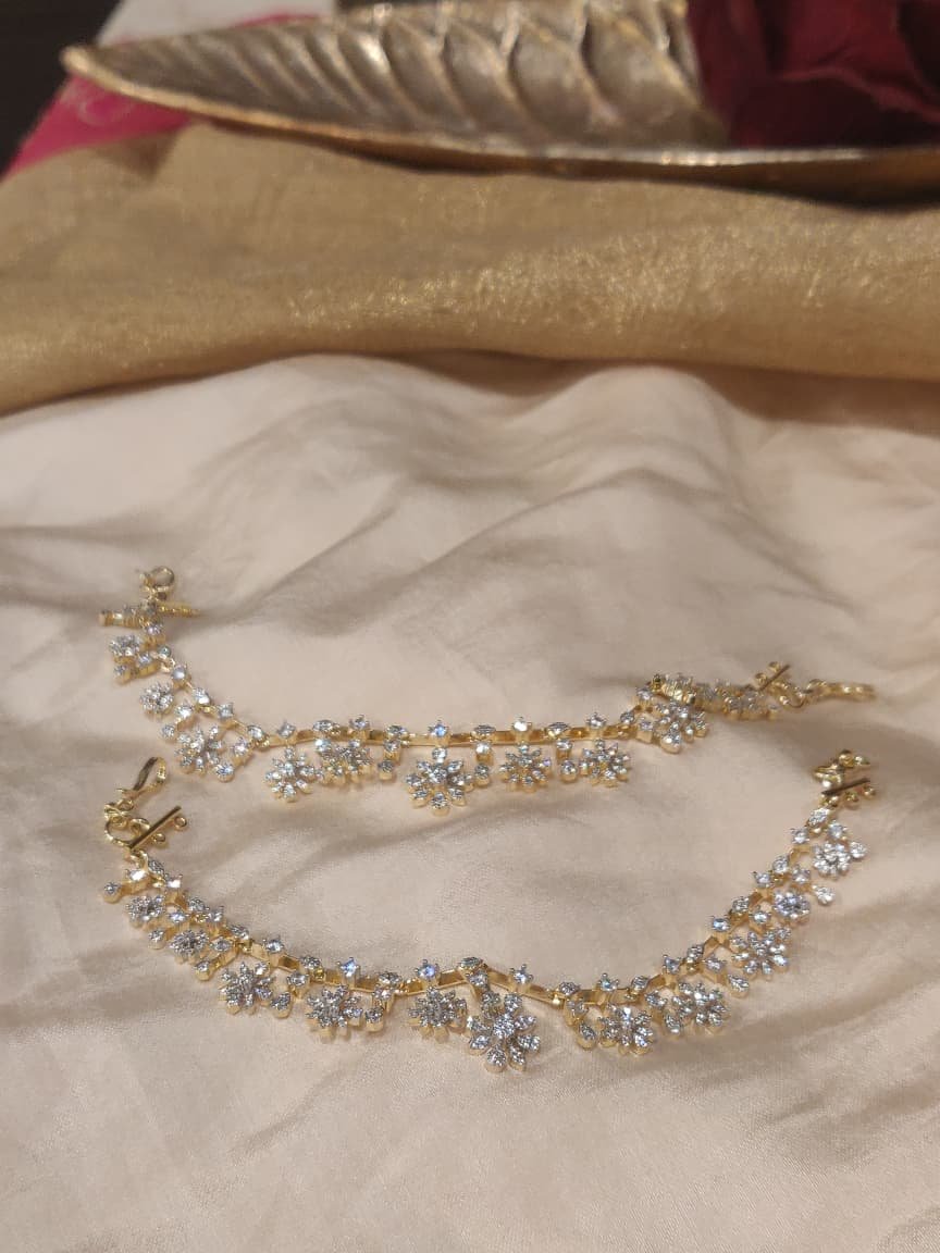 CZ AD Floral Ear chain