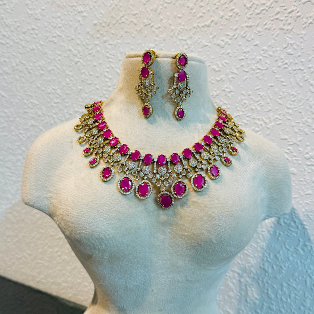 Elegant Ruby AD Stone Floral Choker
