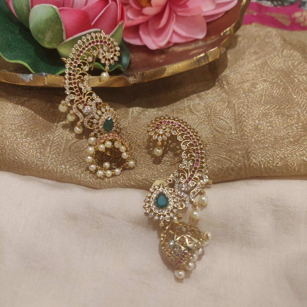 Royal Emerald Peacock Jhumka Earrings