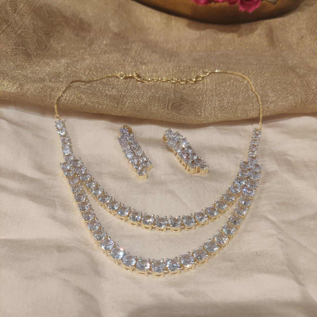 Elegant Double-Layer CZ Necklace Set