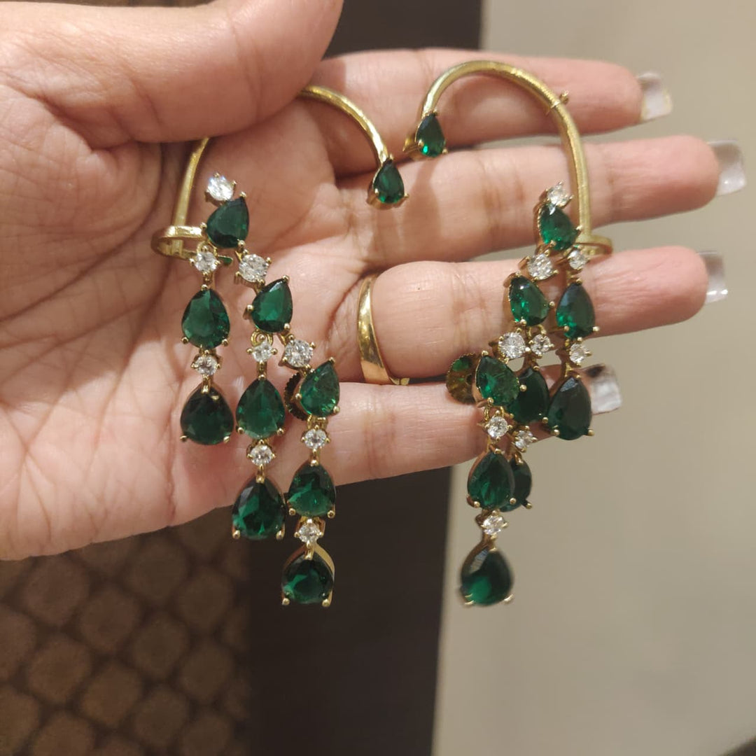 Opulent Green AD Stone Droplet Jhumka