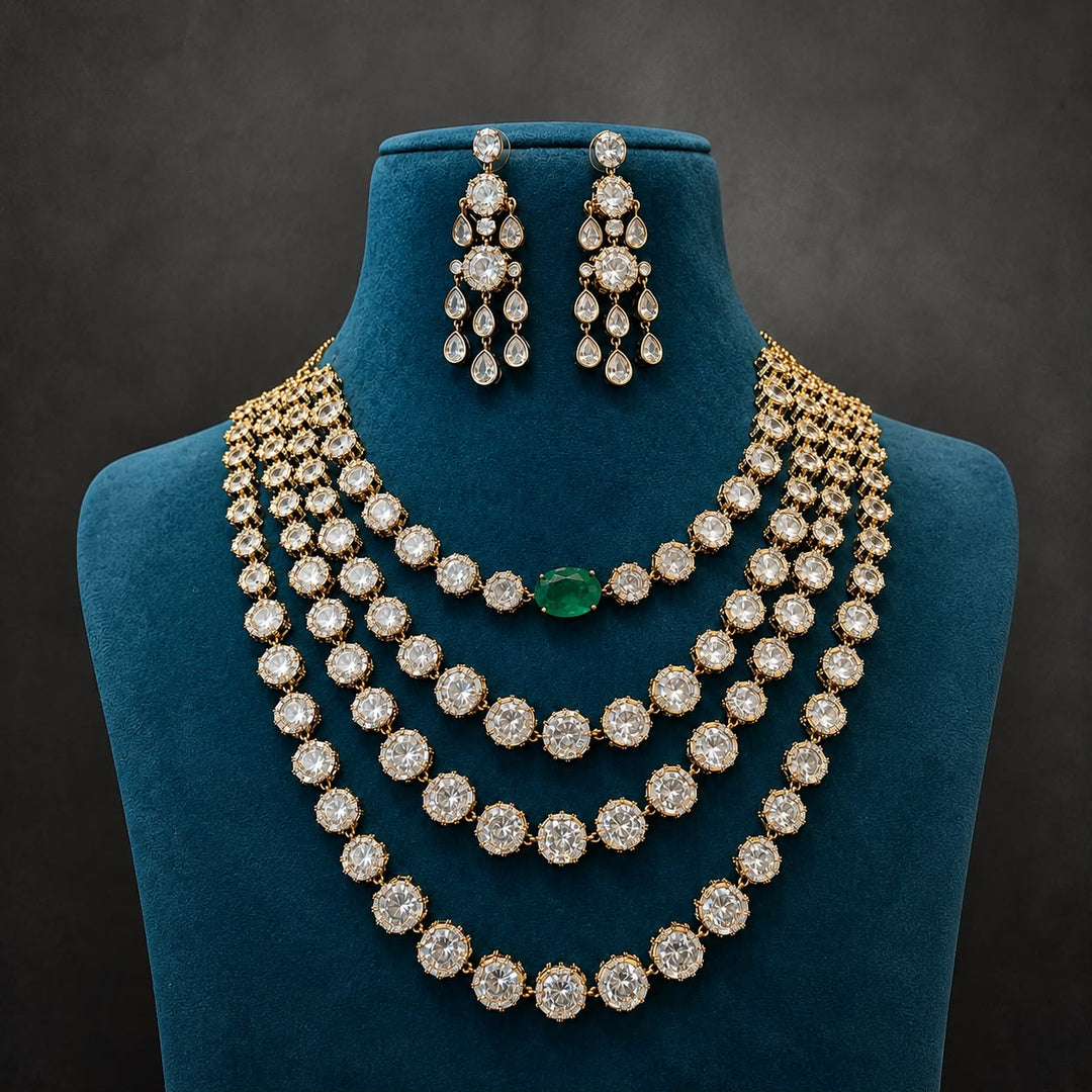 Emerald Royale Multi-Layer Diamond AD Necklace Set