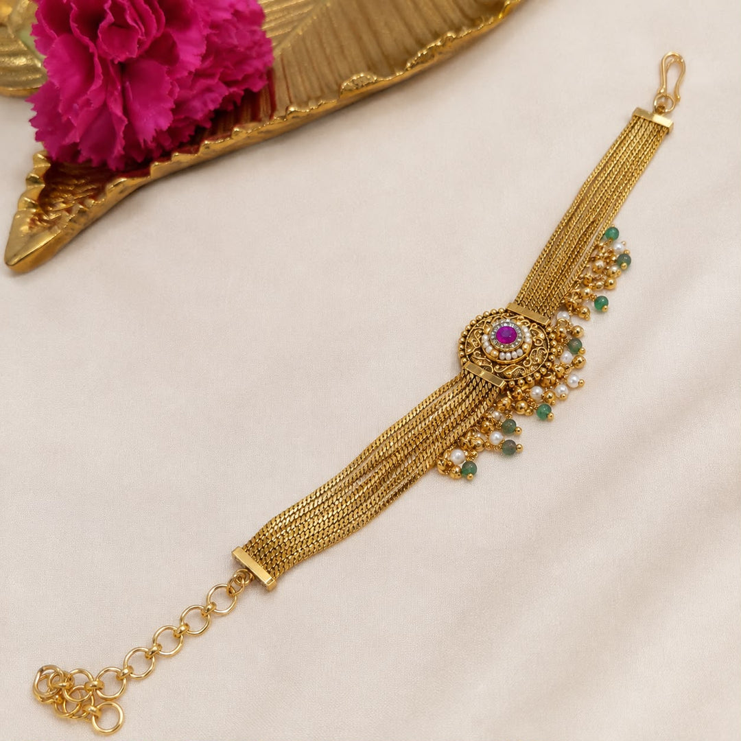 Alluring Ruby Stone Bracelet with Beads