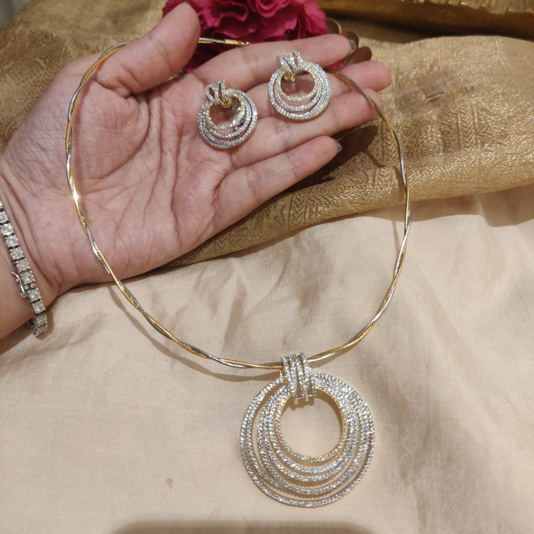 Timeless CZ Golden AD Stone Pendant Chain