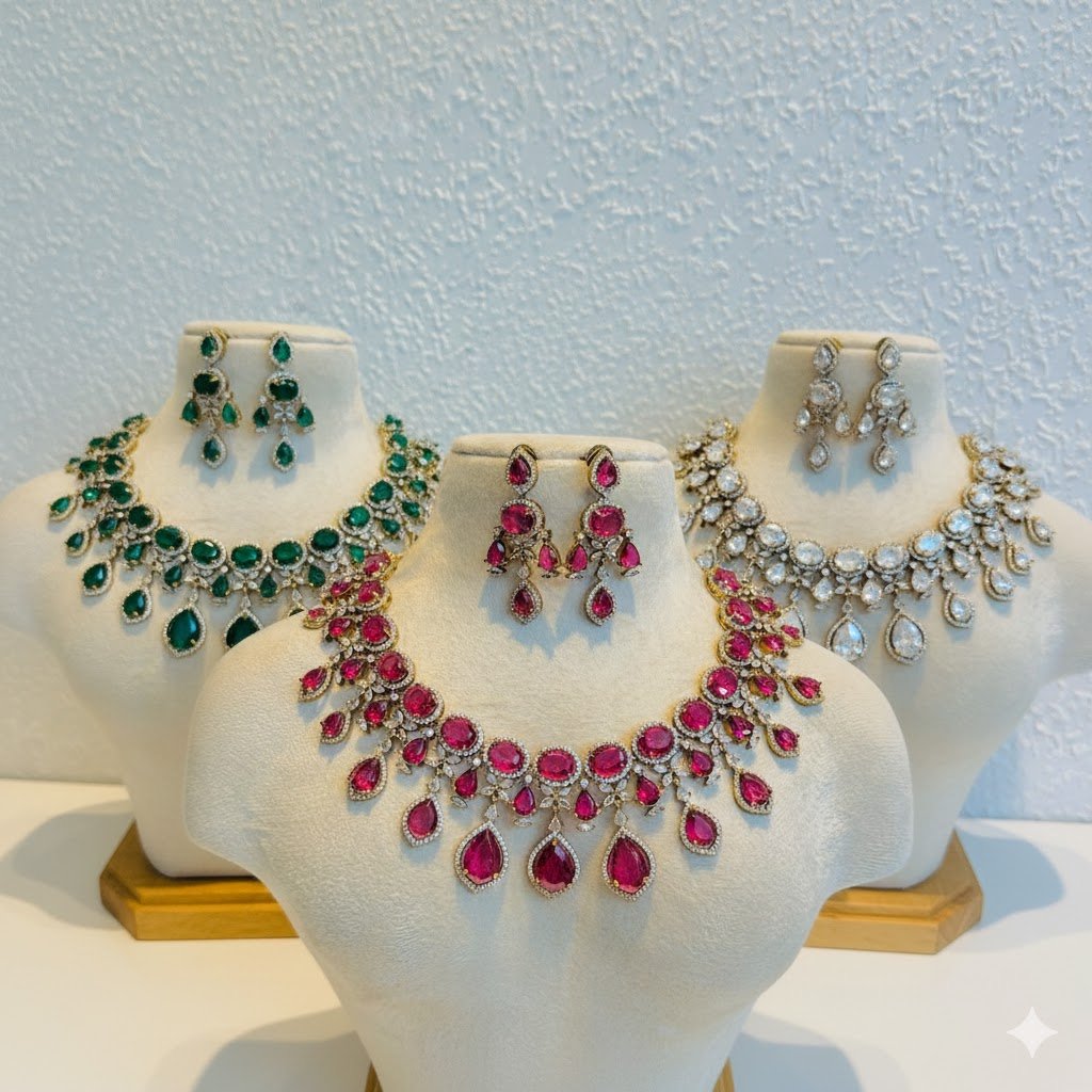 Premium AD Stone Bridal Necklace Set